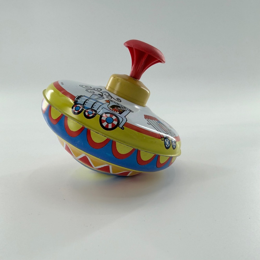 Tin Toy Vintage Circus Spinning Top Toy USA 60s 70s Litho Ohio Art Classic - Picture 6 of 7